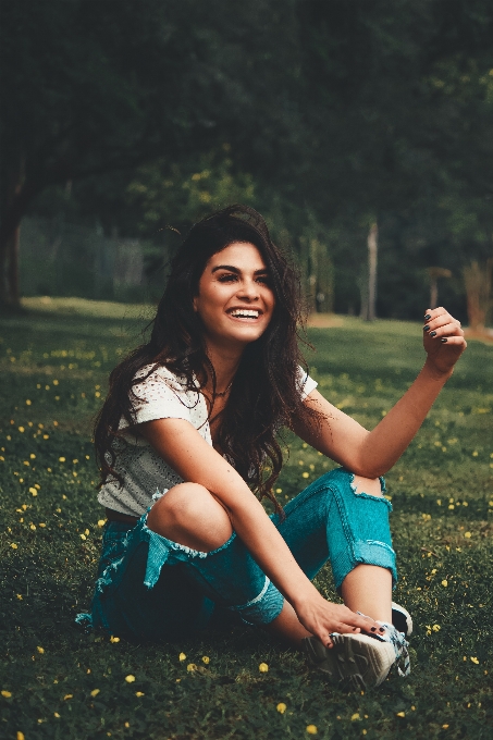 Girl people in nature hair green