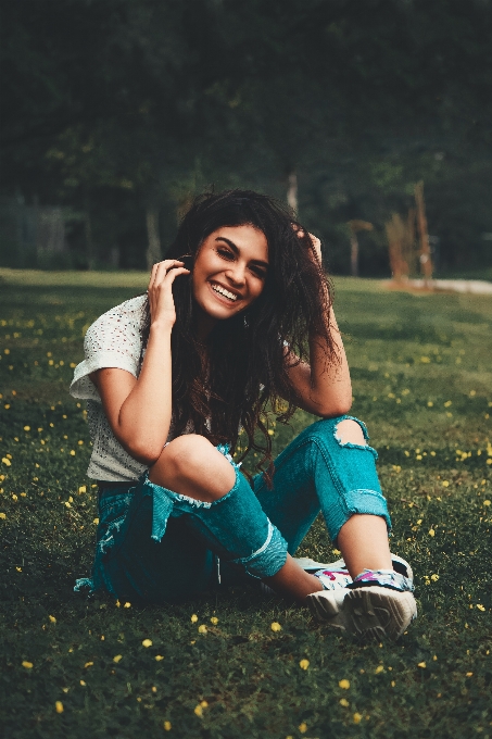 Girl people in nature hair green