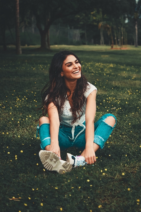 Girl people in nature hair green