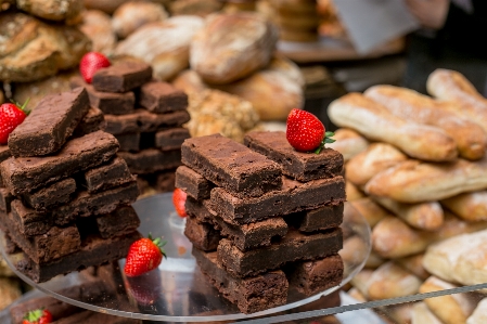 Brownie strawberry sweet fruit Photo