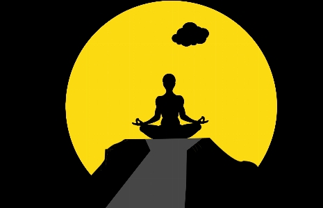 Mountain meditating yoga man Photo