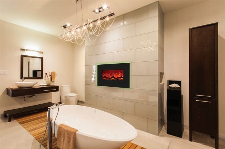 Electric fireplace room interior design Photo