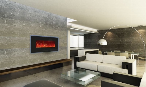 Electric fireplace living room interior design Photo