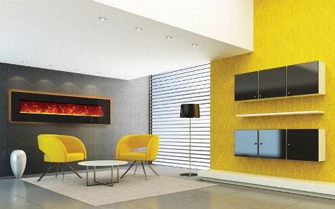 Electric fireplace room interior design Photo