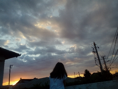 空 雲 クラウド 残光
 写真