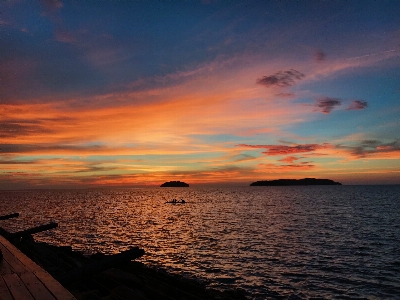 日没 空 地平線 残光
 写真