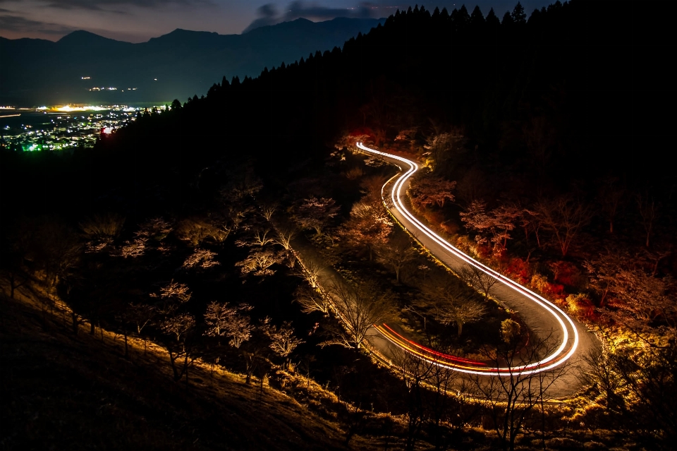 Japan night road sky