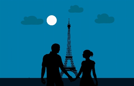 Couple france night eiffel Photo