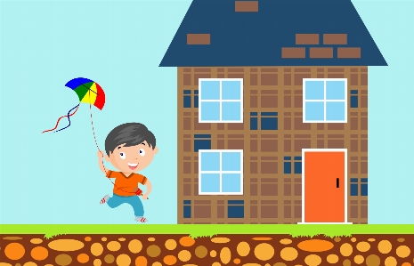 Children kite home happiness Photo