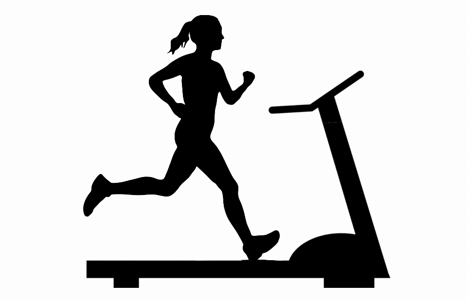 Woman run treadmill silhouette