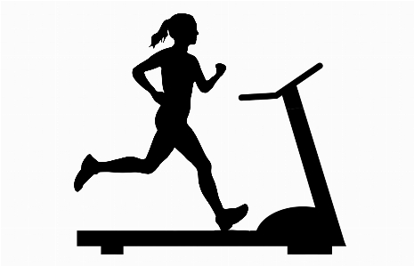 Woman run treadmill silhouette Photo