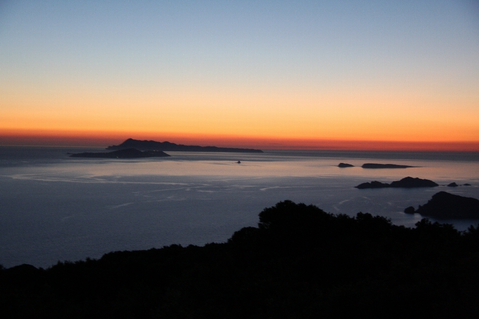 海 空 地平線 日没