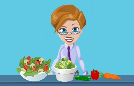 Salad vegetables woman food Photo