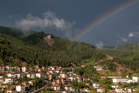 Rainbow cloud sky town Photo