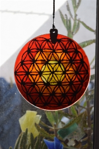 Mandala glass colourful red Photo