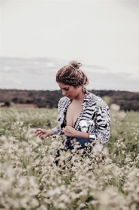 Girl people in nature photograph grass Photo