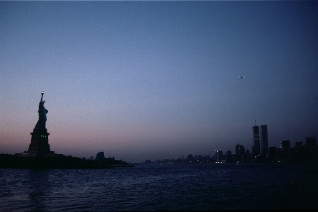 New york statue of liberty world trade center evening Photo