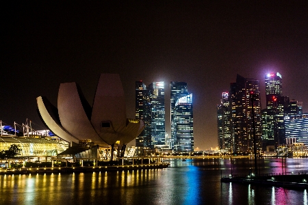 Singapore architecture night lights Photo