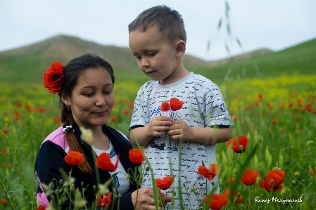 Happy flower mother people in nature Photo