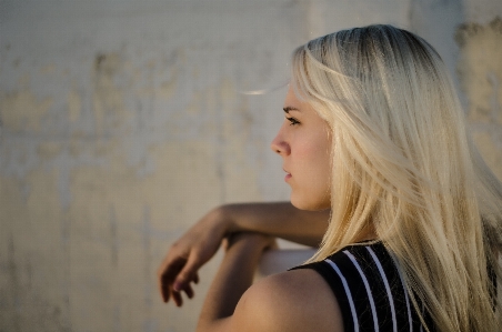 Blonde sunset pensive yellow Photo