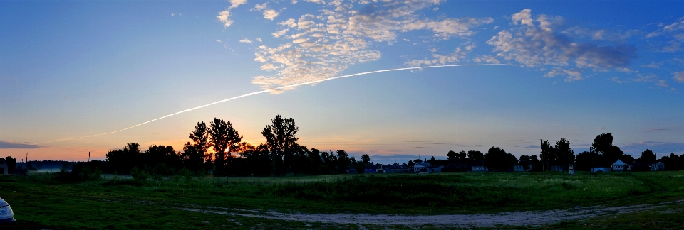 Dawn sky the sun village