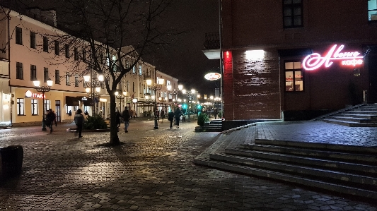 Night avenue brest snow Photo