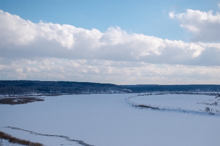 Icy winter river sky Photo