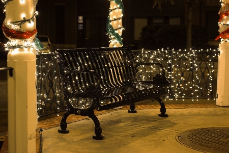 Christmas bench lights decor Photo