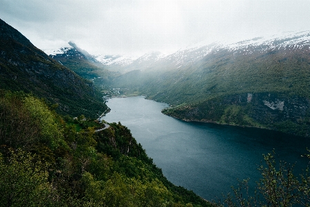 Natural highland mountainous landforms fjord Photo