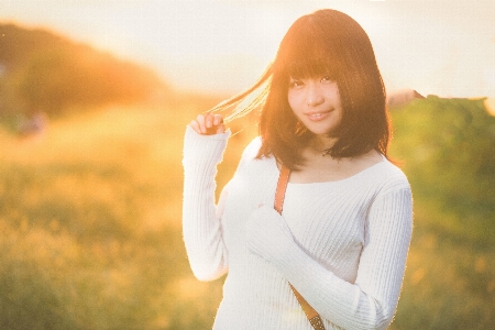 Girl people in nature hair white Photo