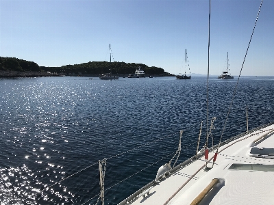 Sailboat panoramic sea croatia by bay Photo