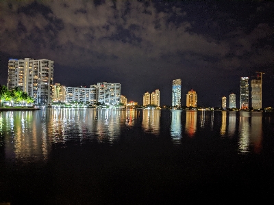 Reflections lake night lights Photo