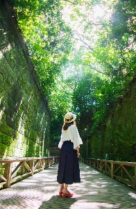 Girl people in nature photograph green Photo