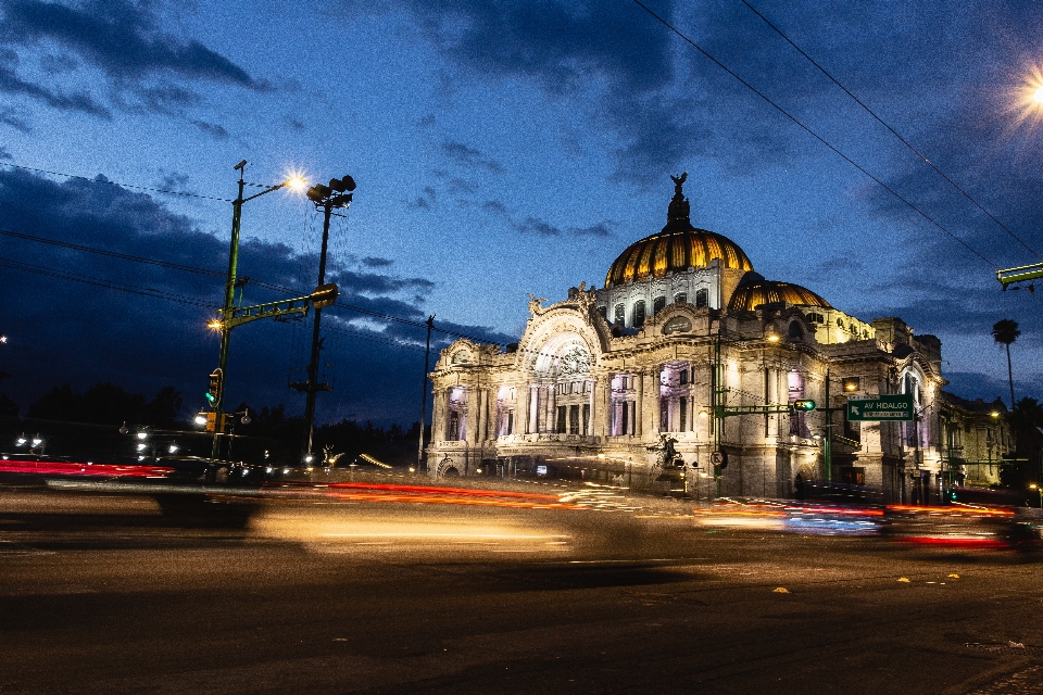 Mexico night long exposition lights