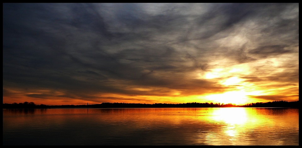 Sunset sky horizon afterglow