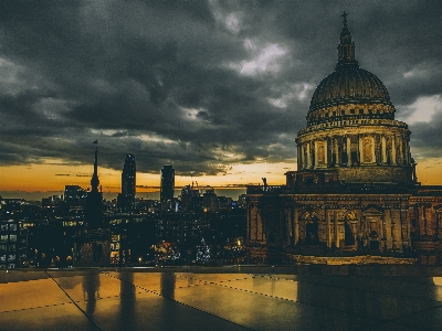 Foto London matahari terbenam katedral st paul
