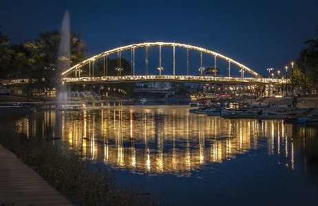 Bridge evening city reflection Photo