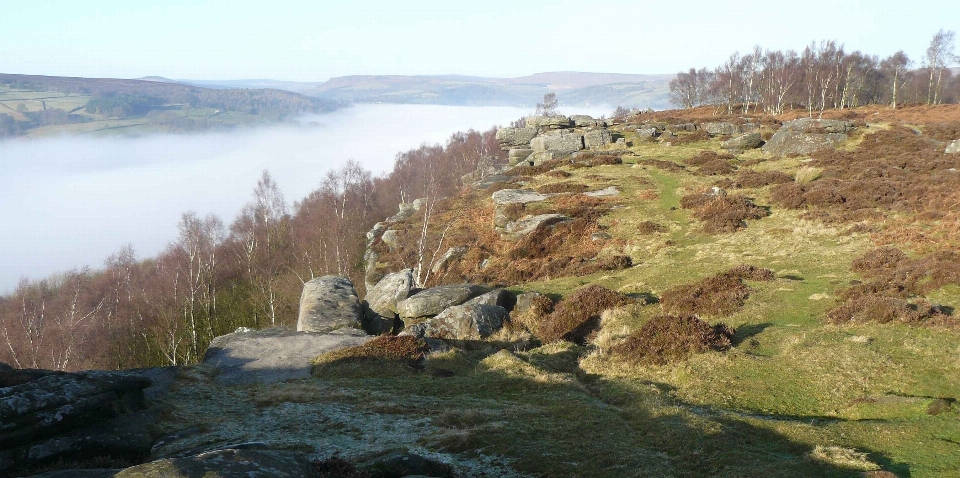 Rocks mist countryside natural landscape