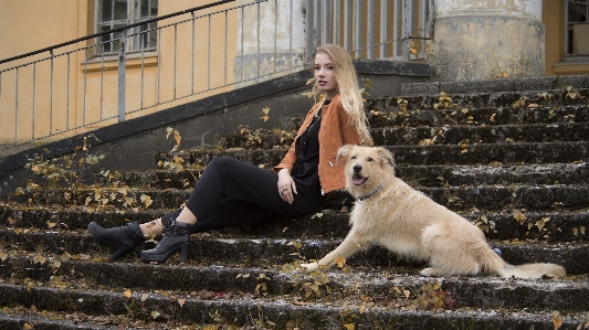 Foto Donna cane canidi
 bellezza