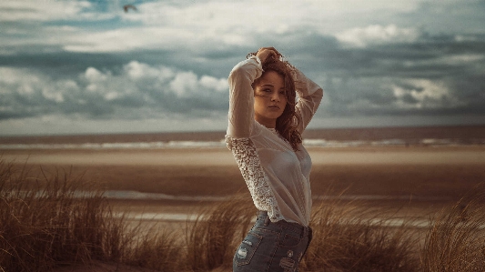 Woman people in nature hair sky Photo