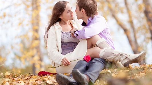 Woman people in nature photograph love Photo