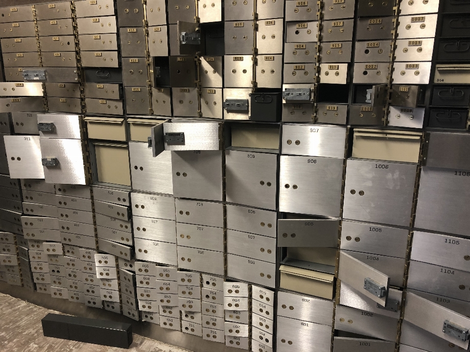 Safety deposit box bank architecture material property