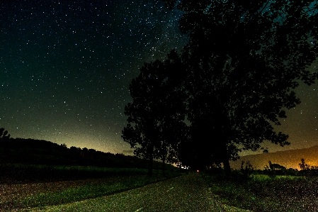 Night stars path road Photo