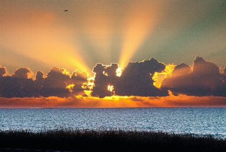 Sunrise beach morning clouds Photo