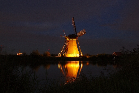 Windmills mills evening lighting Photo