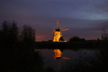 Windmills mills evening lighting Photo