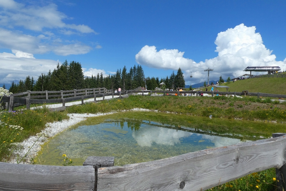 Serles mountain lake alps panorama stubaital