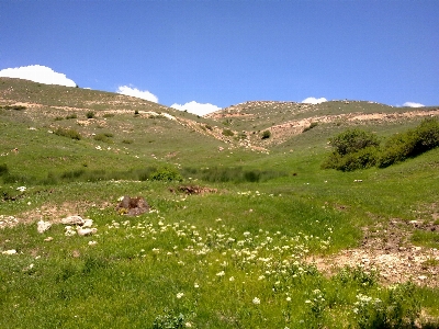 Natural mountainous landforms grassland meadow Photo