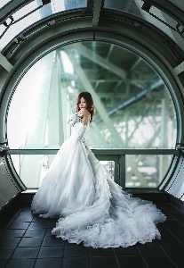 Woman wedding dress photograph Photo