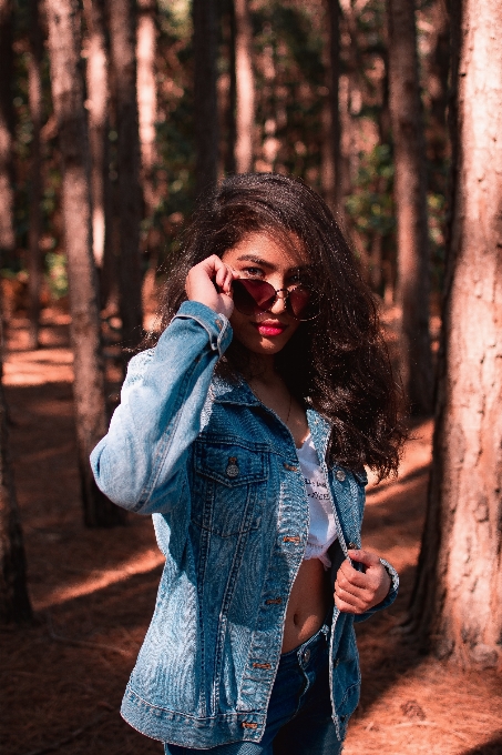 Woman people in nature photograph denim